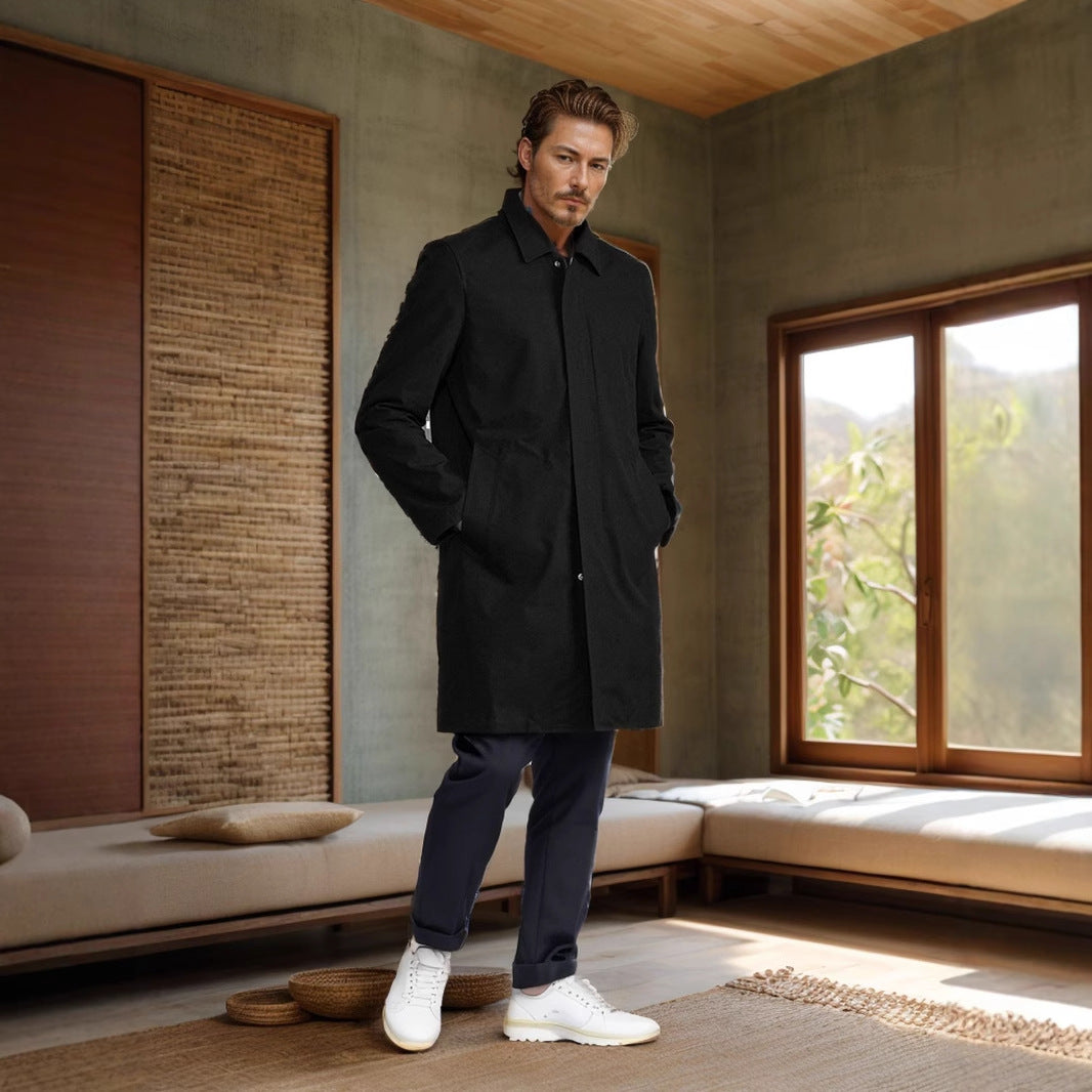 Herren eleganter Mantel mit praktischen Taschen und modernem Kragen Echoarchiv