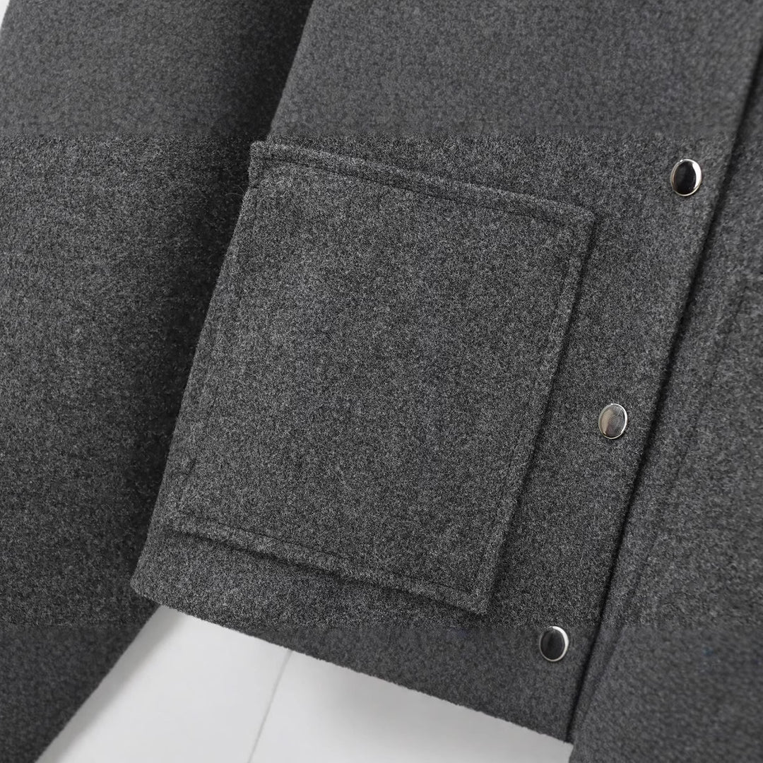 Damen Cropped Wollmix‑Jacke im Boxy‑Schnitt mit Stehkragen und aufgesetzten Taschen Echoarchiv