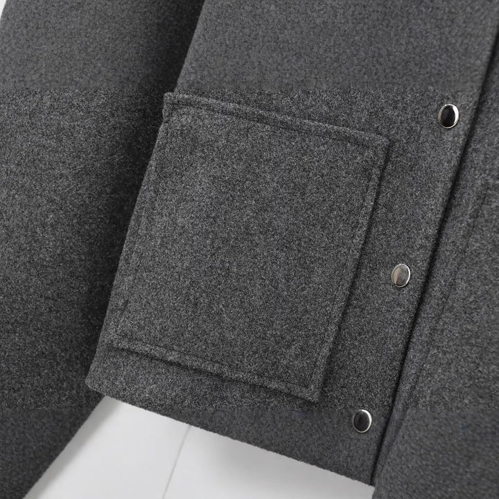 Damen Cropped Wollmix‑Jacke im Boxy‑Schnitt mit Stehkragen und aufgesetzten Taschen Echoarchiv