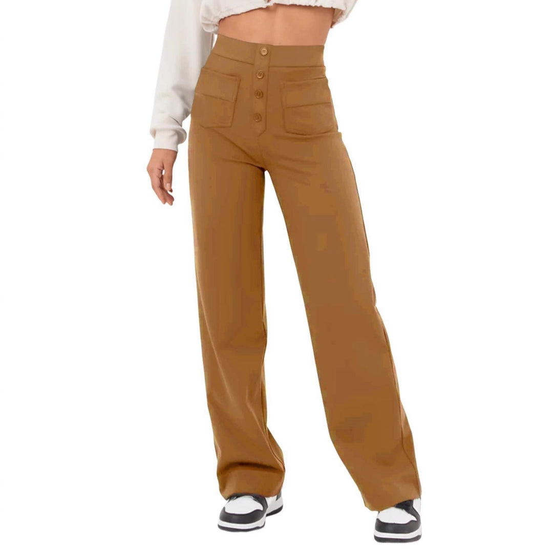 Damen Hochtaillierte weite Hose mit Knopfleiste und aufgesetzten Taschen Echo Archiv
