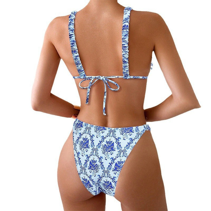Damen Triangel-Bikini-Set mit verstellbaren Riemen und floralem Design Echo Archiv