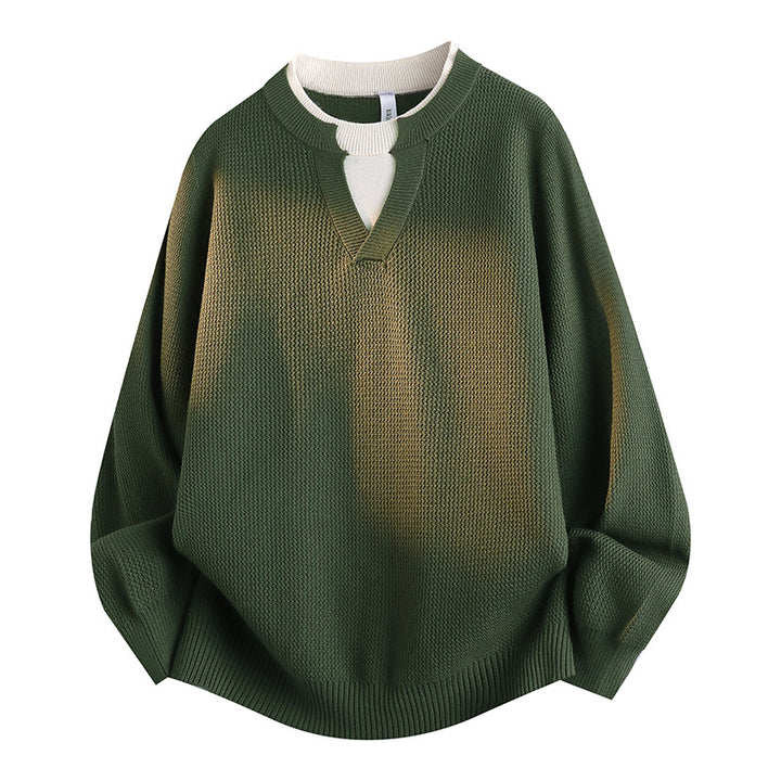 Damen Stylischer Grobstrickpullover mit V-Ausschnitt – Mavelle
