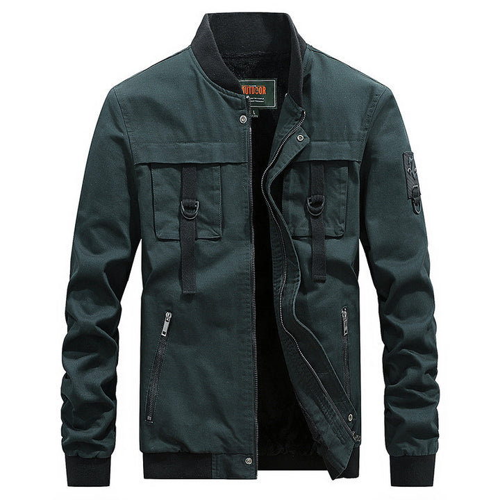 Herren Canvas-Bomberjacke im Fieldstil mit Gurt- und Ringdetails – Brevano