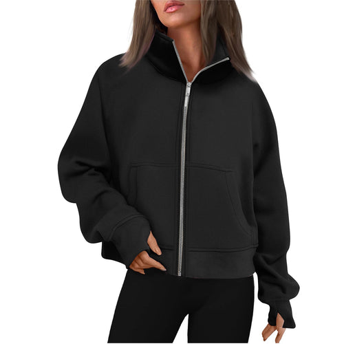 Damen bequeme SwEchoarchivtjacke mit hohem Kragen Echoarchiv