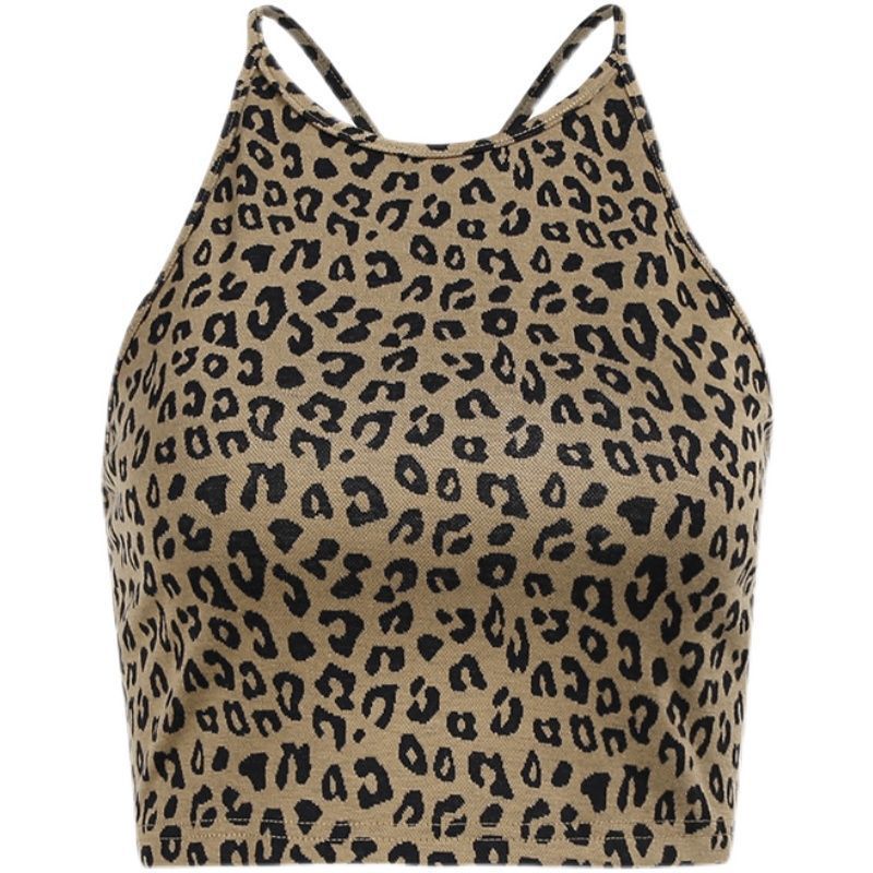 Damen Crop-Top mit trendigem Leopardenmuster und schmalen Trägern Echo Archiv