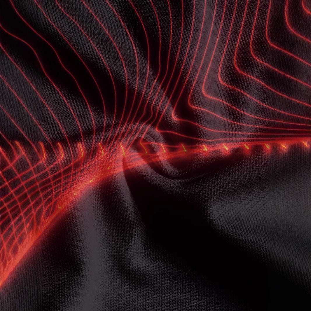 Herren Poloshirt mit dynamischem Wellenmuster und atmungsaktiven Eigenschaften Echoarchiv