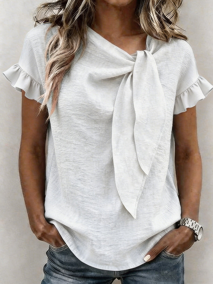 Damen Bluse mit Rüschenärmeln und Schleifendetail Echo Archiv