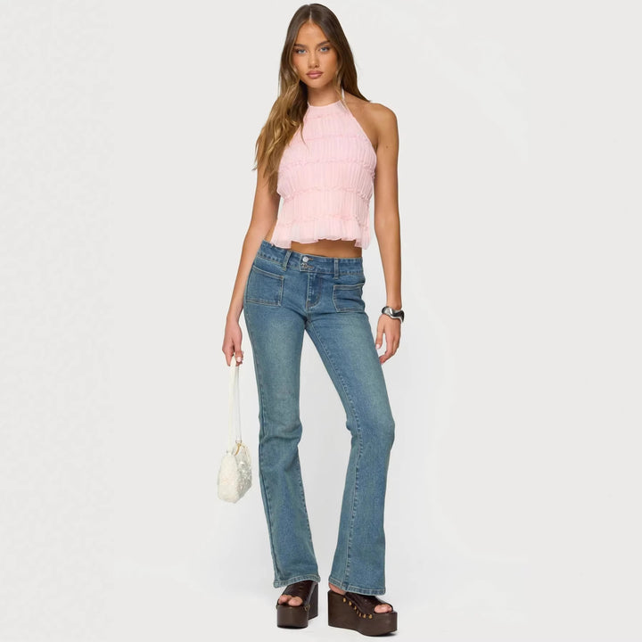 Damen Elegantes Trägershirt mit plissierten Details und seitlichen Cut-Outs Echo Archiv