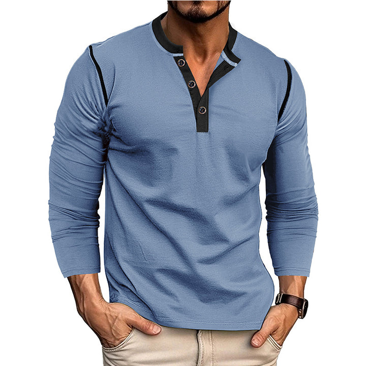 Herren Langarm-Hemd mit modischem Henley-Ausschnitt Echoarchiv