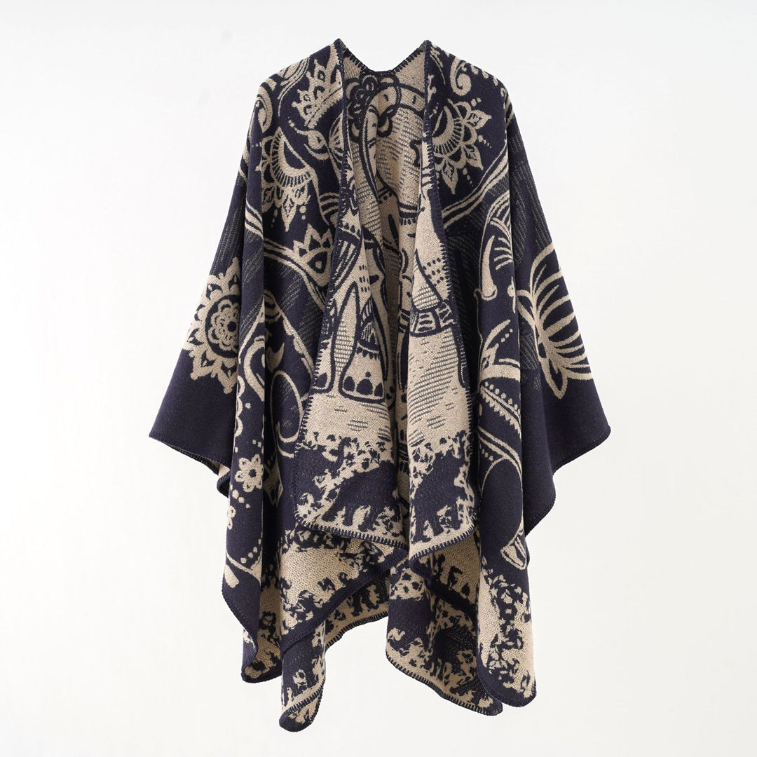 Damen Ornamentales Jacquard-Wickelcape mit weichem Fall Echo Archiv