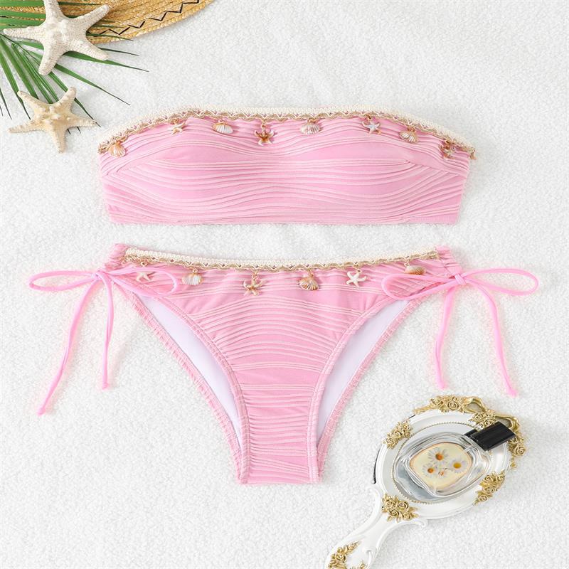 Damen Bandeau-Bikini mit eleganter Spitzenverzierung und verstellbaren Trägern Echo Archiv