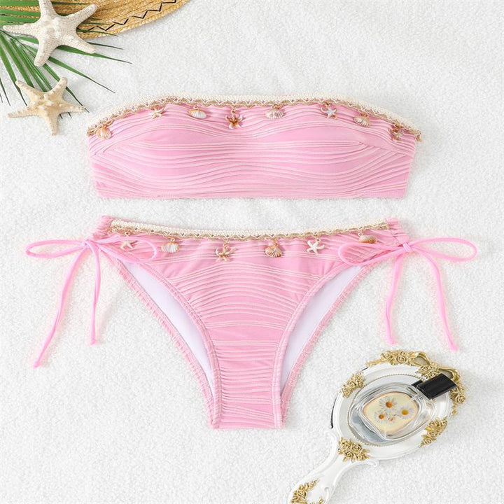 Damen Bandeau-Bikini mit eleganter Spitzenverzierung und verstellbaren Trägern Echo Archiv