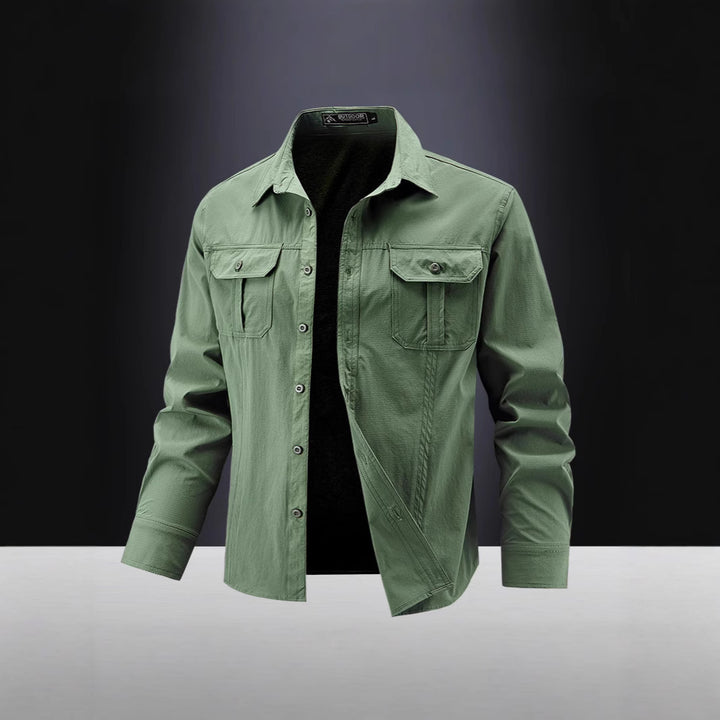 Herren Lässige Hemdjacke mit Brusttaschen Echo Archiv