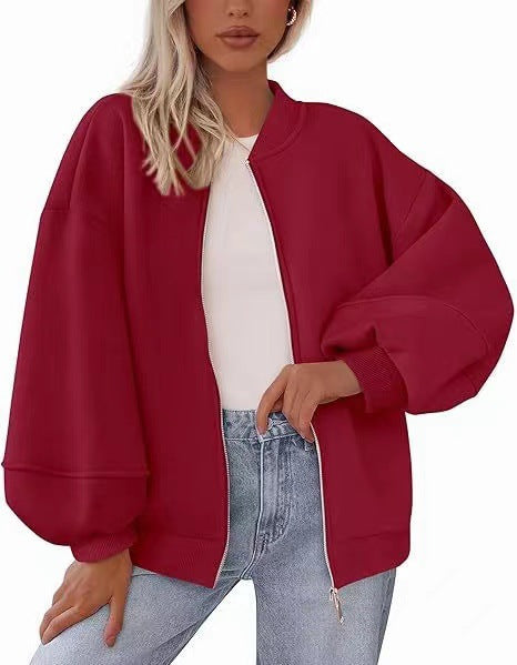 Damen Oversize Bomberjacke mit Ballonärmeln und Reißverschluss Echo Archiv