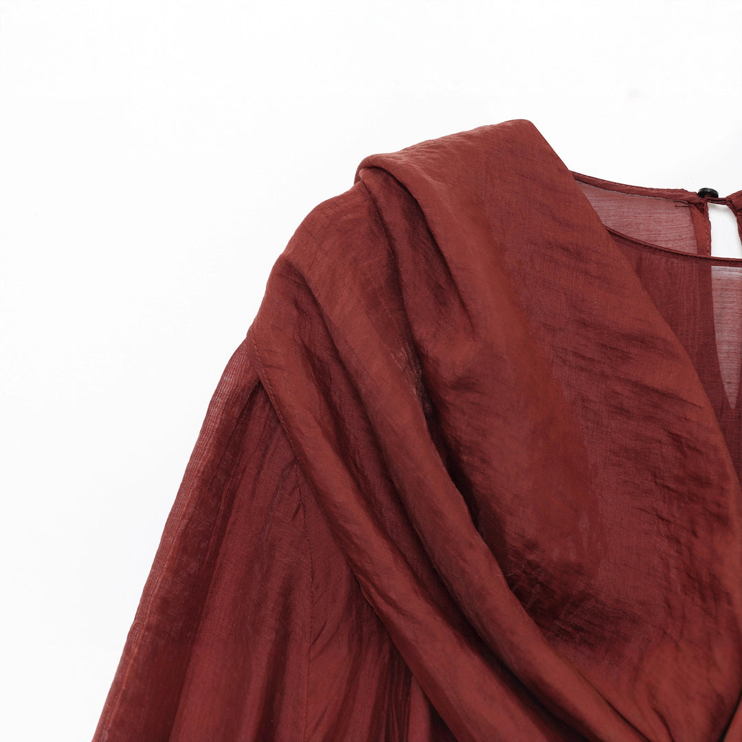 Damen nan elegant-drapierte Bluse mit großem Wasserfallkragen und leicht strukturierter Satinoptik Echo Archiv