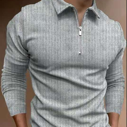 Herren Poloshirt mit Reißverschluss und Streifenmuster Echoarchiv