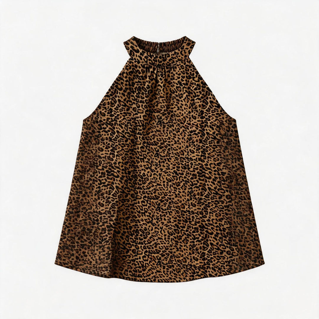 Damen Asymmetrisches Haltertop mit Leopardenmuster Echo Archiv