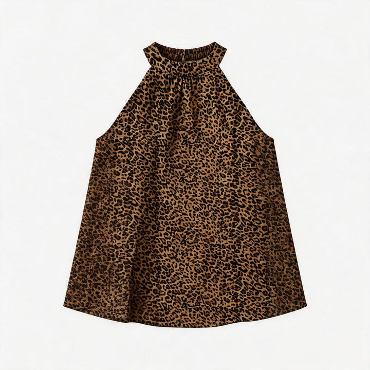 Damen Asymmetrisches Haltertop mit Leopardenmuster Echo Archiv