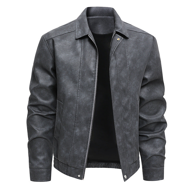 Herren  distressed Faux-Suede Zip-Front Kragenjacke mit elastischem Saum Echo Archiv
