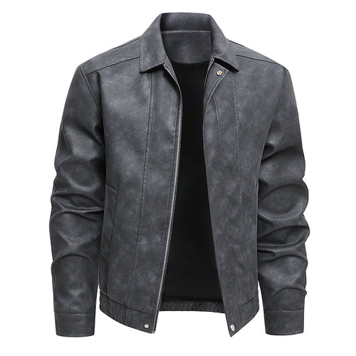 Herren  distressed Faux-Suede Zip-Front Kragenjacke mit elastischem Saum Echo Archiv