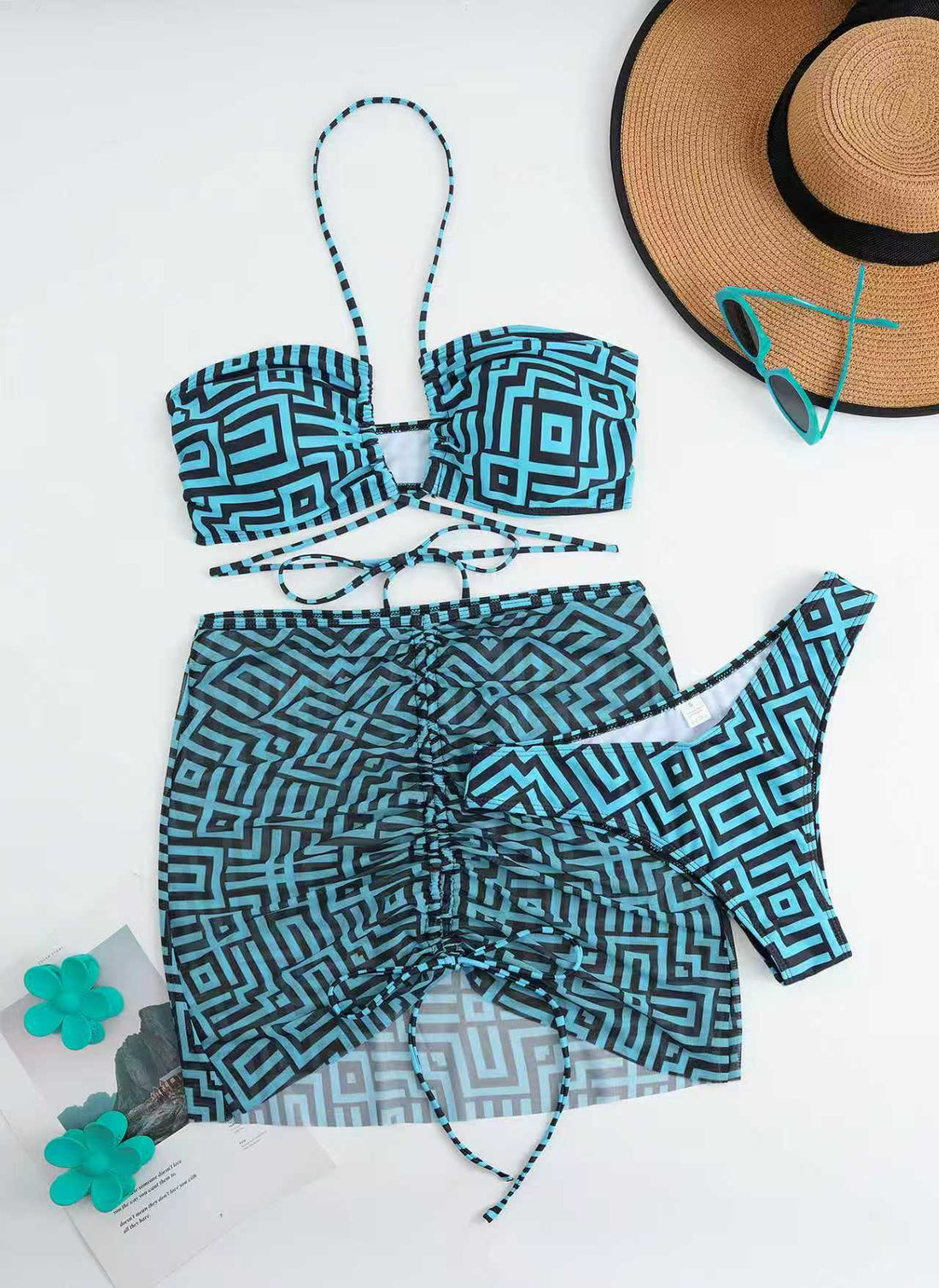 Damen Stylisches Bikini-Set mit Rüschen und bindbarem Überrock – Maréssa