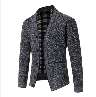 Herren eleganter Strickcardigan mit Karomuster Echoarchiv