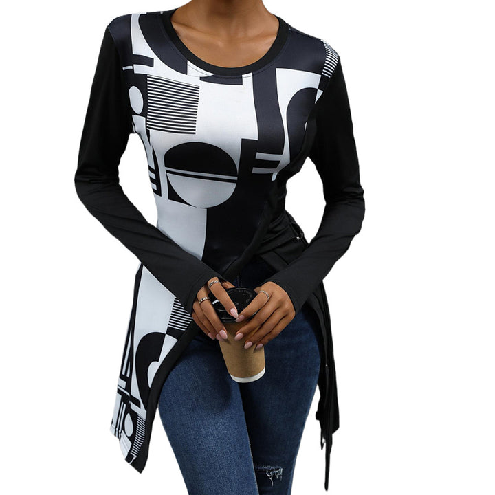 Damen Asymmetrisches Langarmoberteil mit geometrischem Muster Echo Archiv