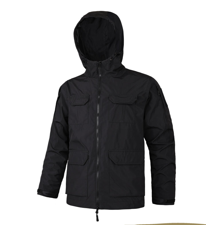 Herren  Kapuzen wasserabweisende Feldjacke mit mehreren Taschen mit Klappe und verstellbarem Zugkordel Echo Archiv