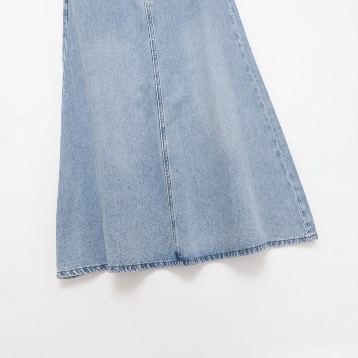 Damen Jeans-Midirock im A-Linien-Schnitt mit hohem Bund und Taillengürtel Echo Archiv
