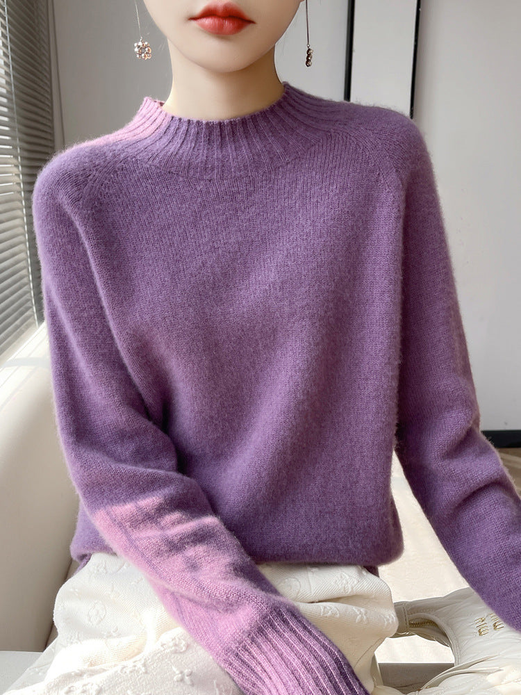 Damen Kurz-Mockneck-Pullover aus flauschigem Mohair-Mix mit kastiger Silhouette Echoarchiv