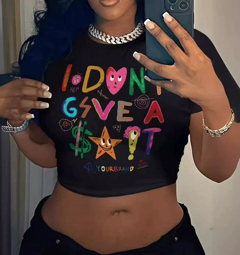 Damen Crop-T-Shirt mit kreativem Aussage-Design Echo Archiv