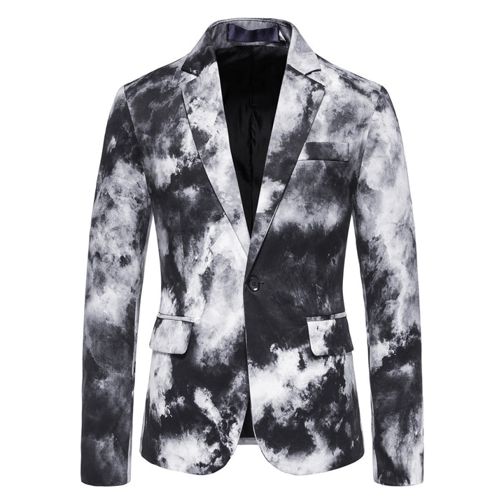 Herren Slim-Fit Sakko mit Aquarell-Print und Ein-Knopf-Verschluss Echo Archiv