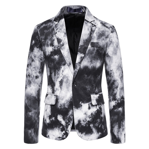 Herren Slim-Fit Sakko mit Aquarell-Print und Ein-Knopf-Verschluss Echo Archiv