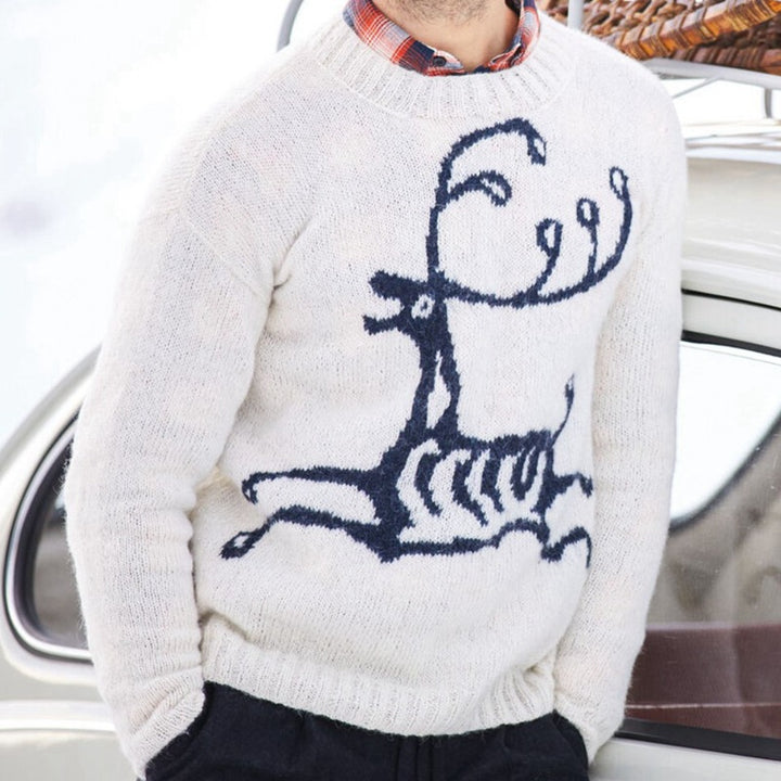 Herren Pullover mit festlichem Rentier-Motiv und hochwertiger Wollmischung Echoarchiv