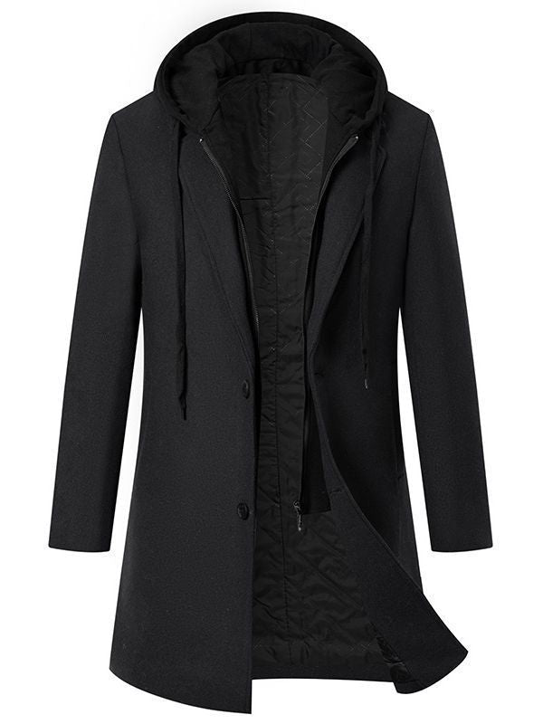 Damen eleganter Mantel mit abnehmbarer Kapuze und Fleece-Futter Echoarchiv
