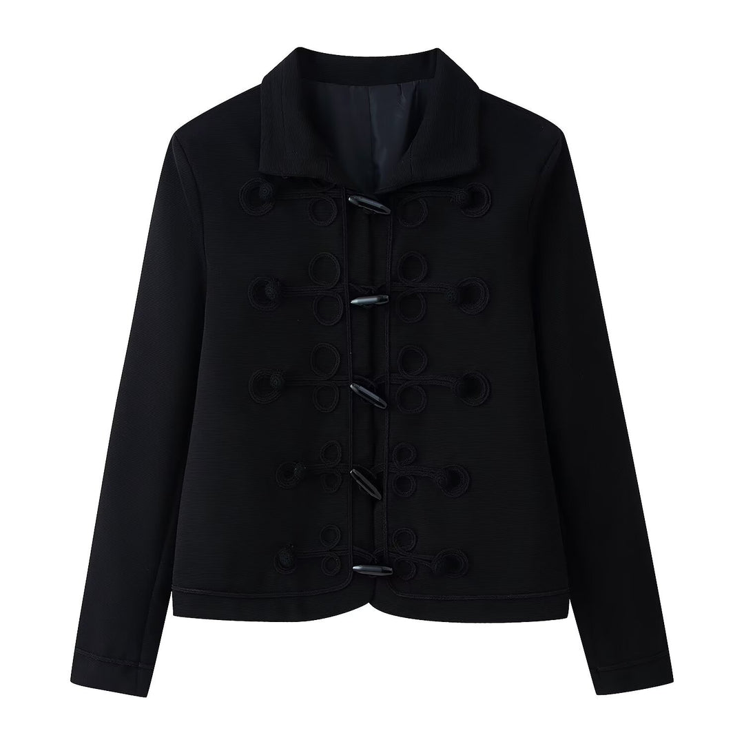 Damen Kurze Jacke mit Froschverschlüssen und Stehkragen Echo Archiv
