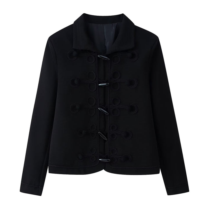 Damen Kurze Jacke mit Froschverschlüssen und Stehkragen Echo Archiv