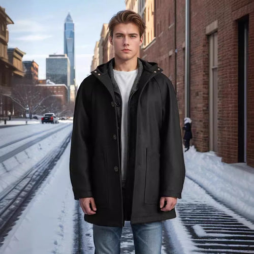 Herren elegante und kuschelige Steppjacke mit Kapuze Echoarchiv