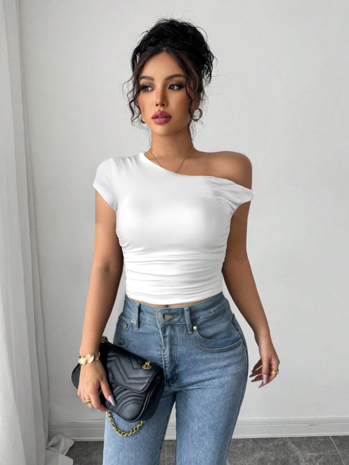 Damen Off-Shoulder Shirt mit Raffung und tailliertem Schnitt Echo Archiv