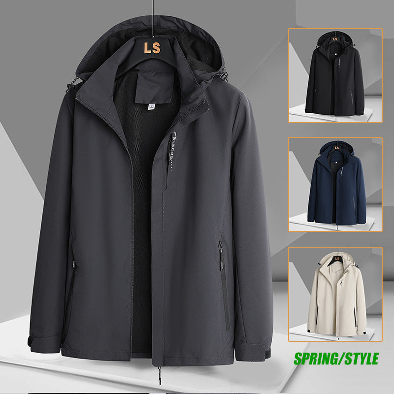 Herren sportliche Übergangsjacke mit verstellbarer Kapuze und wasserabweisendem Material Echoarchiv
