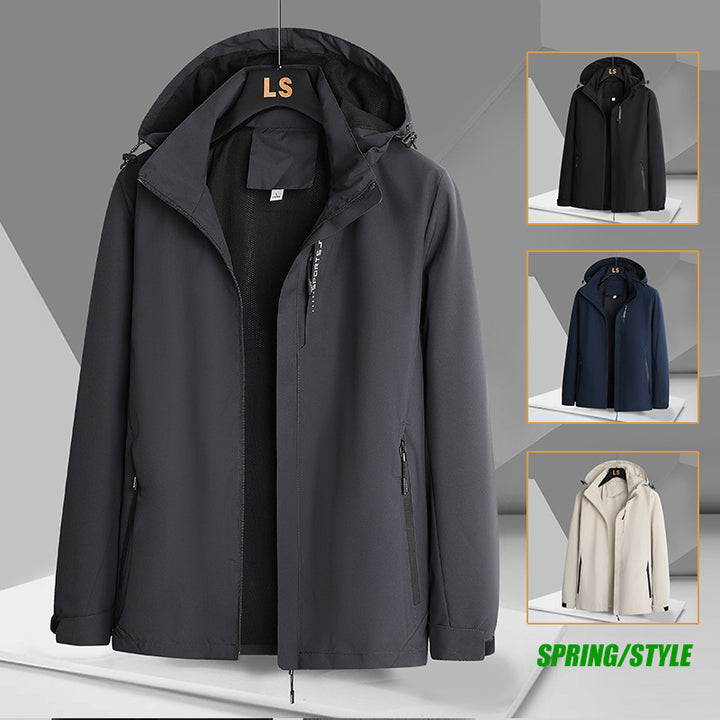 Herren sportliche Übergangsjacke mit verstellbarer Kapuze und wasserabweisendem Material Echoarchiv