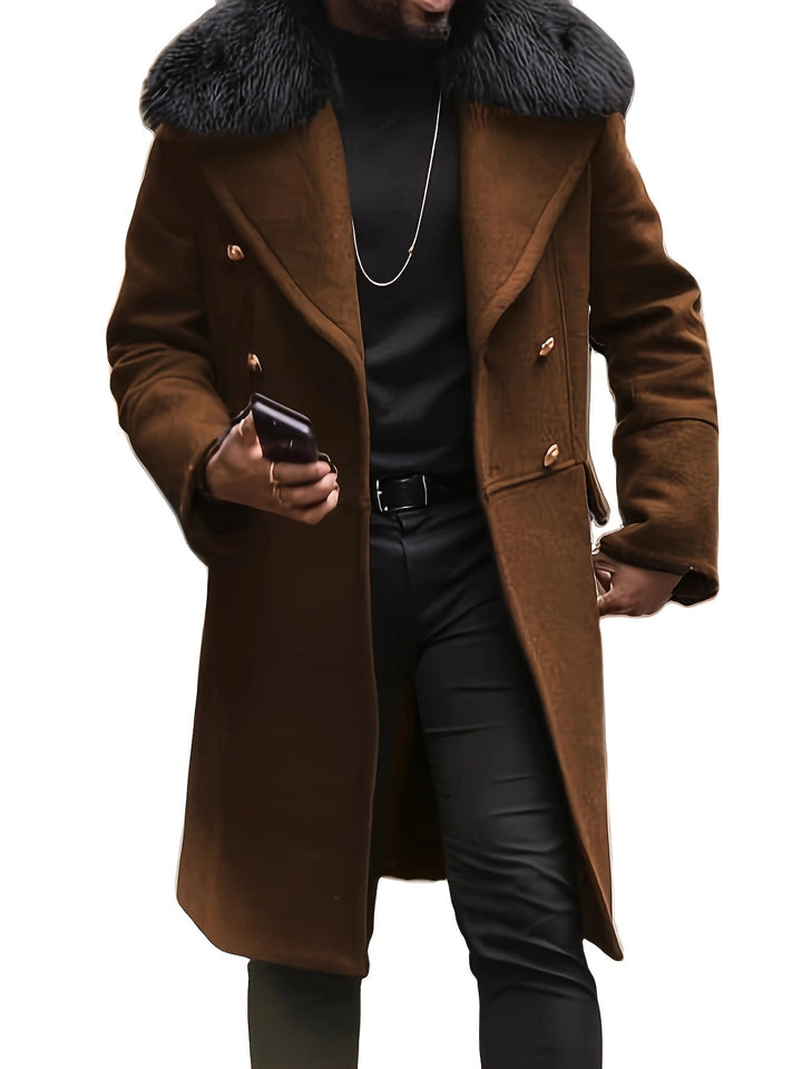 Herren eleganter Langmantel mit Teddyfellkragen Echoarchiv