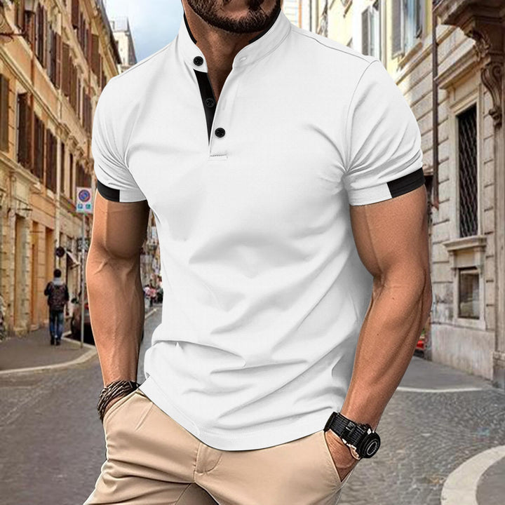 Herren stilvolles Mandarin-Kragen Performance Polo-Shirt Echoarchiv