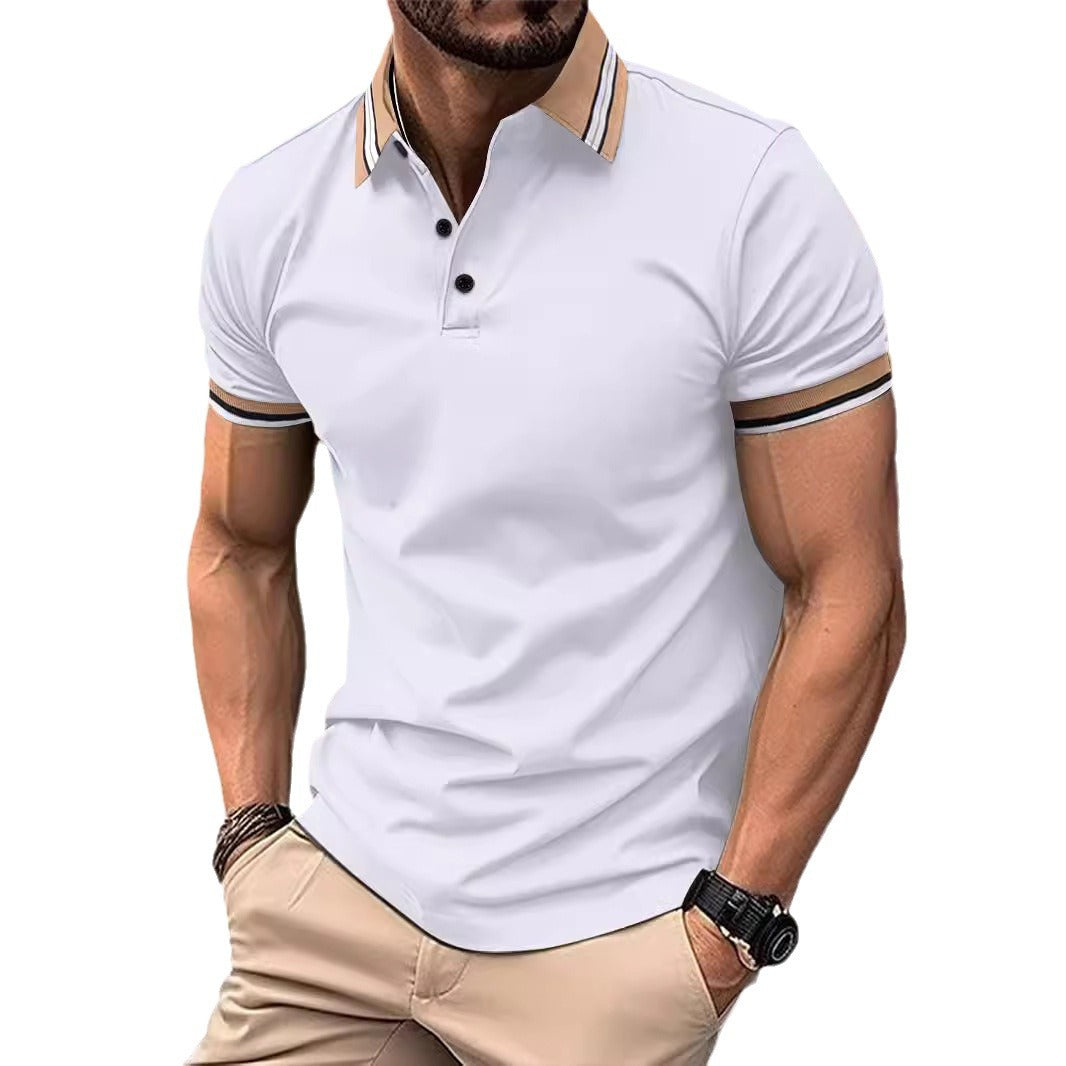 Herren Kurzarm-Poloshirt mit modischen Kontrastakzenten Echoarchiv