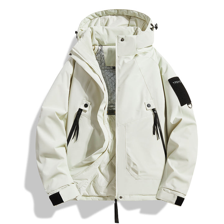 Herren Isolierte Kapuzen-Fieldjacke mit gesteppter Thermofütterung, winddichter Hülle & Utility-Taschen Echoarchiv