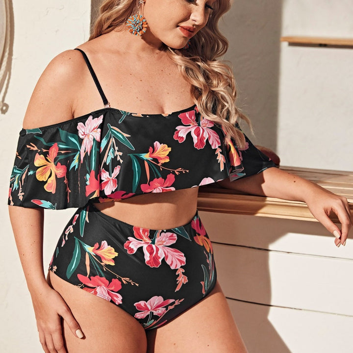 Damen Bikini-Set mit floralem Off-Shoulder-Oberteil und hochgeschnittenen Höschen Echo Archiv