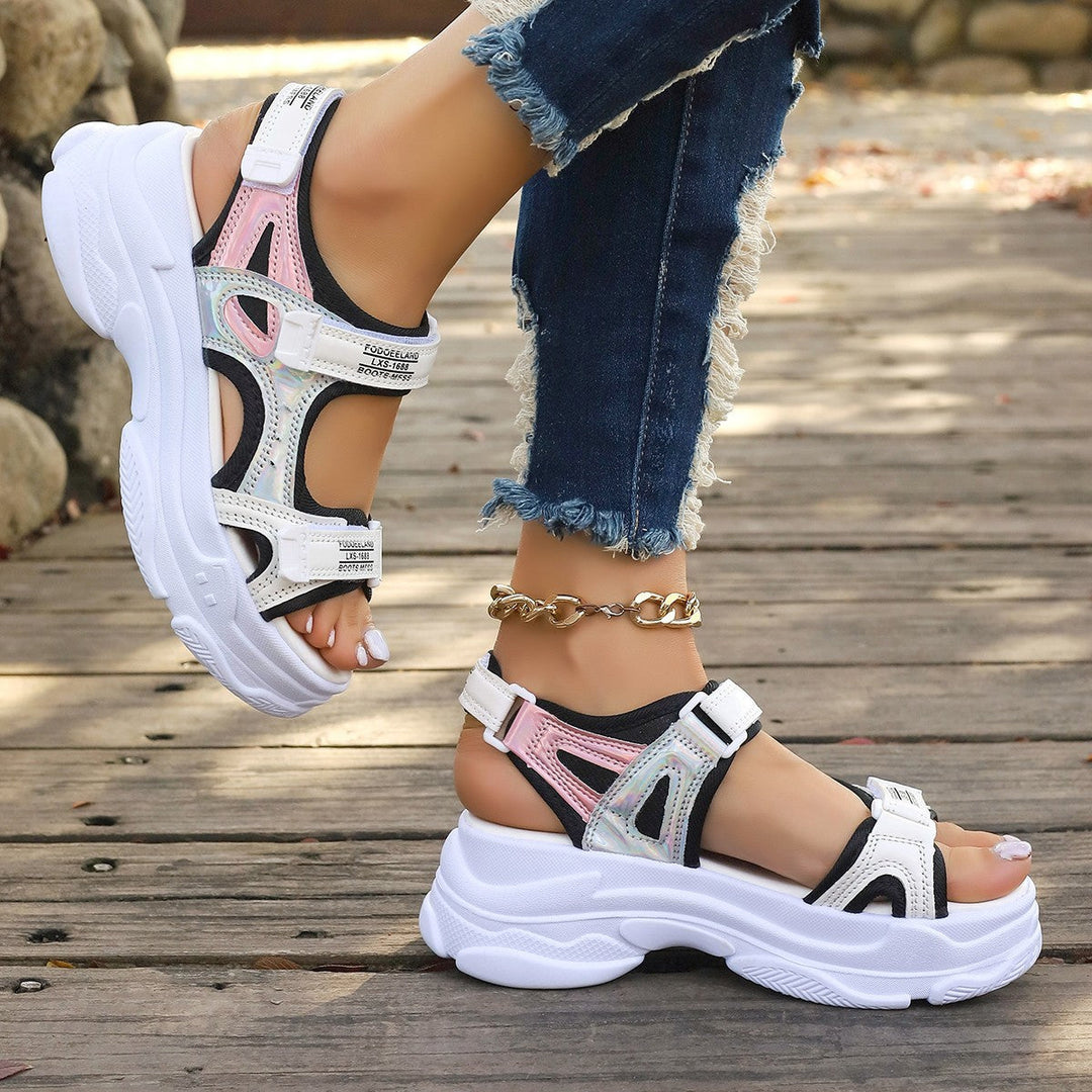 Damen Sportliche Sandalen mit verstellbaren Riemen und gepolstertem Fußbett Echoarchiv