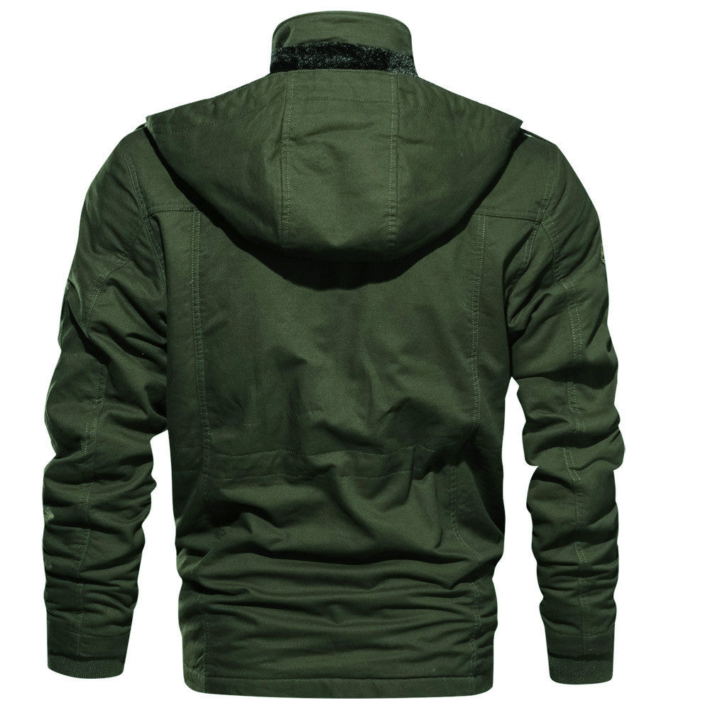 Herren Thermo-gefütterte Canvas-Feldjacke mit Kapuze und Multifunktionstaschen Echoarchiv
