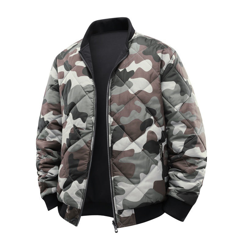 Herren Gestepptes Camouflage-Bomberjacke mit Rippbündchen und Zweiwege-Reißverschluss Echo Archiv