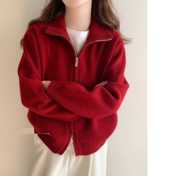 Damen Modische Strickjacke mit leichtem Reißverschluss Echo Archiv